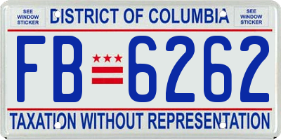 DC license plate FB6262