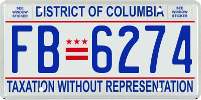 DC license plate FB6274