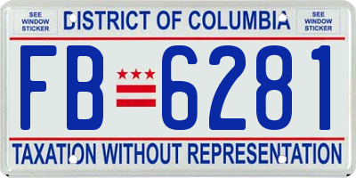 DC license plate FB6281