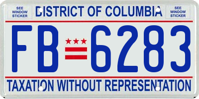 DC license plate FB6283