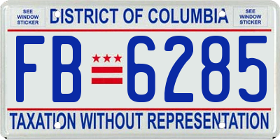 DC license plate FB6285