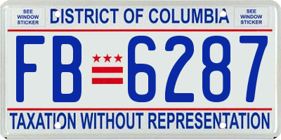 DC license plate FB6287