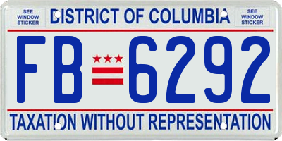 DC license plate FB6292