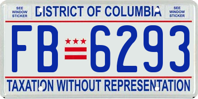 DC license plate FB6293