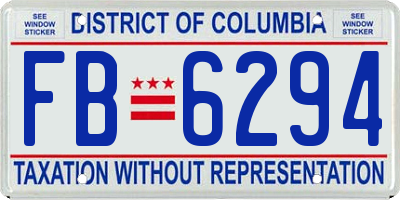 DC license plate FB6294