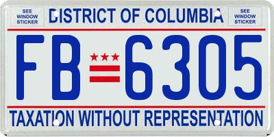 DC license plate FB6305