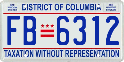 DC license plate FB6312