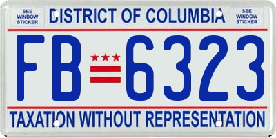 DC license plate FB6323