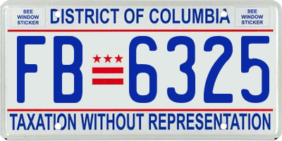 DC license plate FB6325