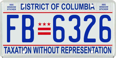 DC license plate FB6326