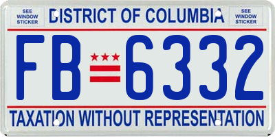 DC license plate FB6332