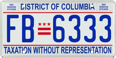 DC license plate FB6333