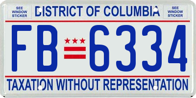 DC license plate FB6334