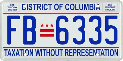 DC license plate FB6335