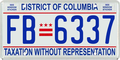 DC license plate FB6337