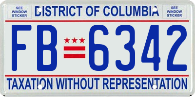 DC license plate FB6342