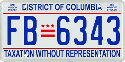 DC license plate FB6343