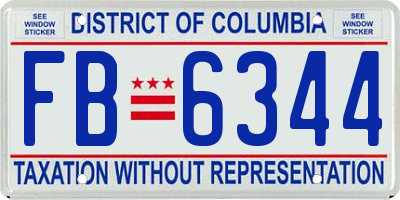 DC license plate FB6344