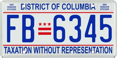 DC license plate FB6345