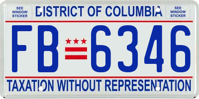 DC license plate FB6346