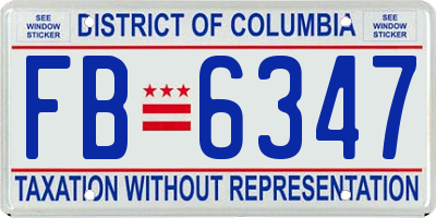 DC license plate FB6347