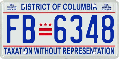 DC license plate FB6348