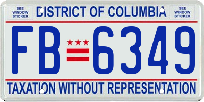 DC license plate FB6349