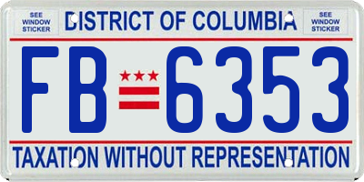 DC license plate FB6353