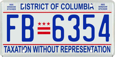 DC license plate FB6354