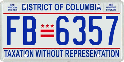 DC license plate FB6357