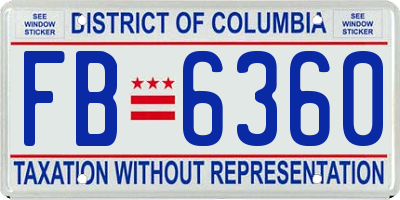 DC license plate FB6360