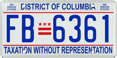 DC license plate FB6361