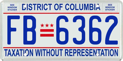 DC license plate FB6362