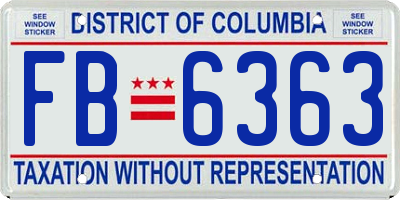 DC license plate FB6363