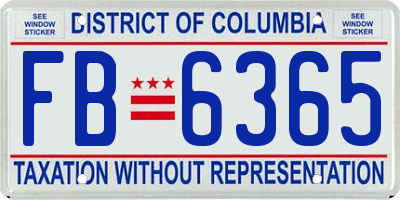 DC license plate FB6365