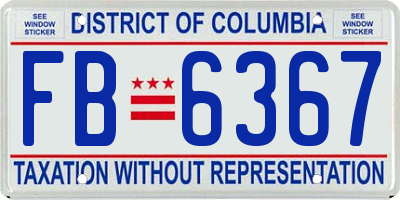 DC license plate FB6367