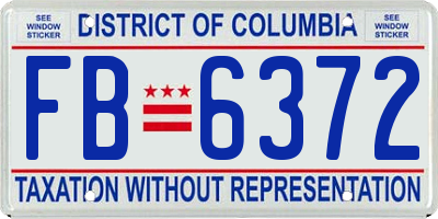 DC license plate FB6372