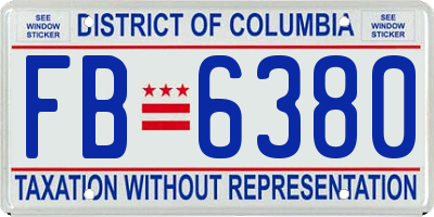 DC license plate FB6380