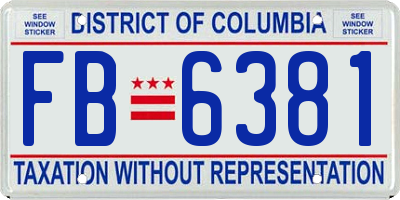 DC license plate FB6381