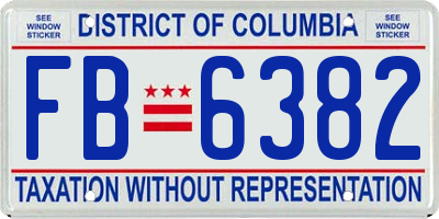 DC license plate FB6382