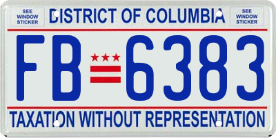 DC license plate FB6383