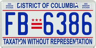 DC license plate FB6386