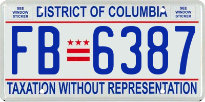 DC license plate FB6387