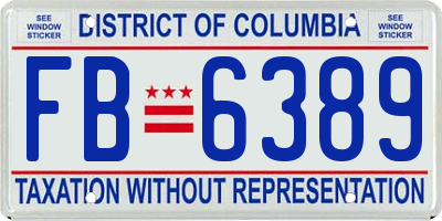 DC license plate FB6389