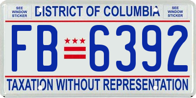 DC license plate FB6392