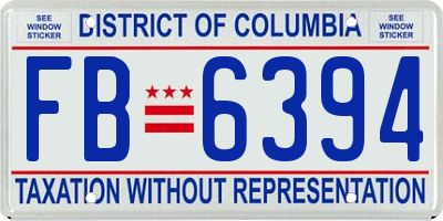 DC license plate FB6394