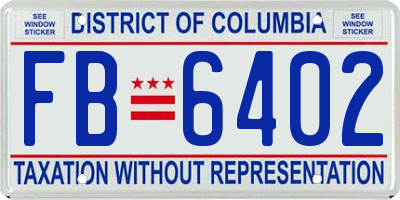 DC license plate FB6402