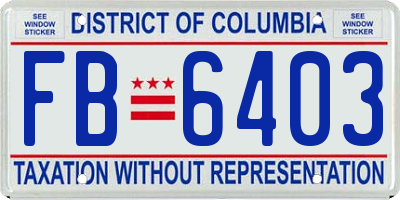 DC license plate FB6403