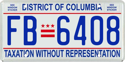 DC license plate FB6408