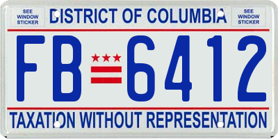 DC license plate FB6412